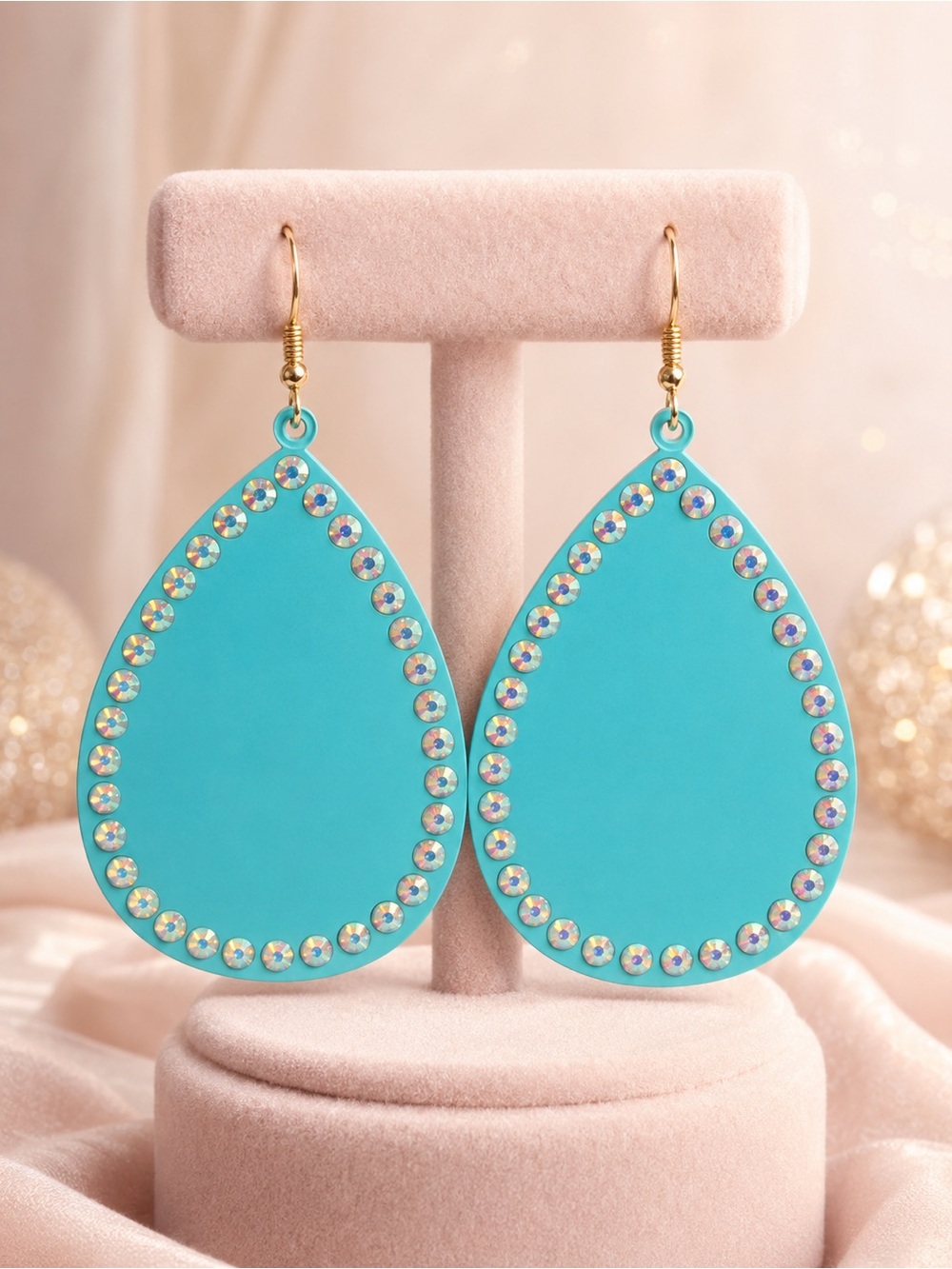 Turquoise Teardrop Crystal-Trim Earrings - Women Jewelry